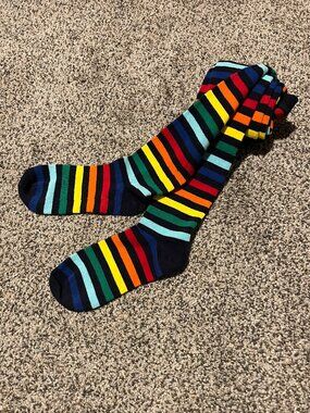 Primary Kids Rainbow Tights Size 7-10 Girls Multicolor Striped Cotton Leggings